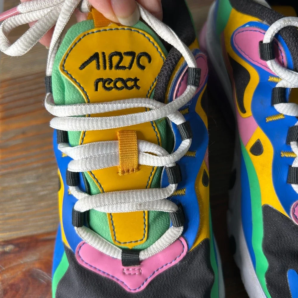 Nike Air Max 270 React Kids Multi Color gumball‎ athletic Shoes Size 6Y unisex - Picture 3 of 8
